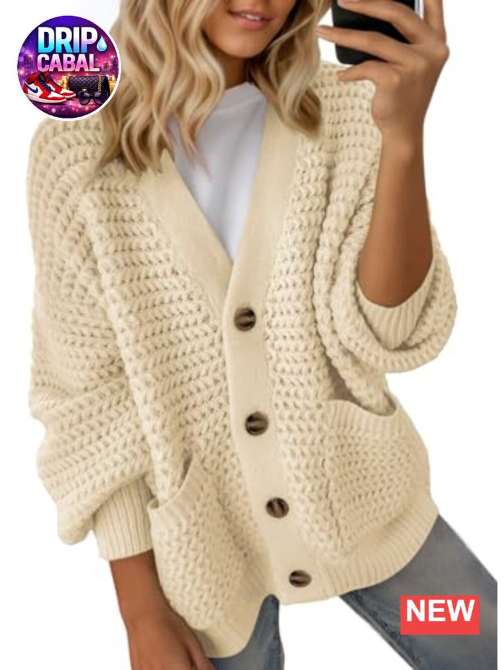 Dokotoo Women's Open Front Long Sleeve Chunky Knit Cardigan Sweater